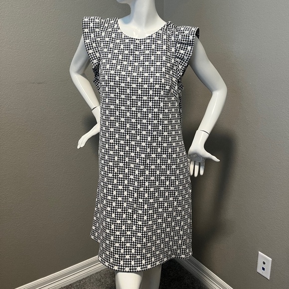 Eliza J Dresses & Skirts - Eliza J Women’s Black & Blue Checkered Polka Dot Dress Size 14